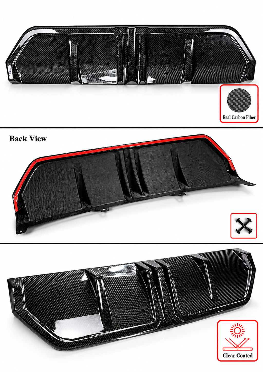 DIFUSOR MEDIO PARACHOQUES TRASERO FIBRA CARBONO REAL DEPORTIVO BMW G20 LCI 330I M 23-26