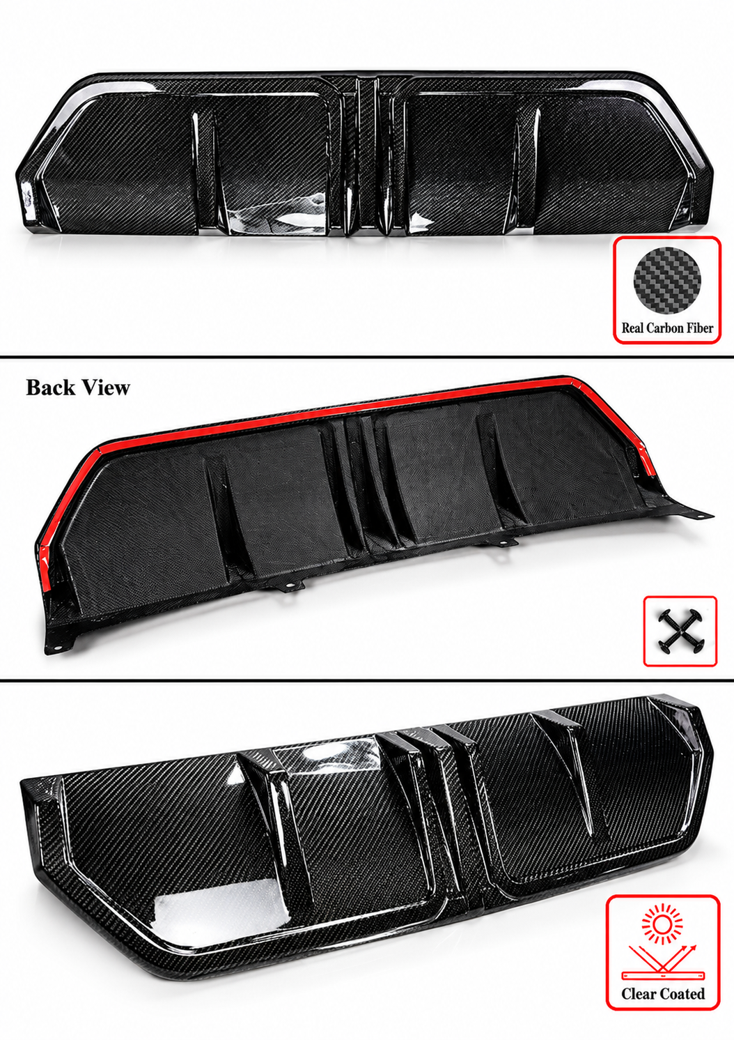 DIFUSOR MEDIO PARACHOQUES TRASERO FIBRA CARBONO REAL DEPORTIVO BMW G20 LCI 330I M 23-26
