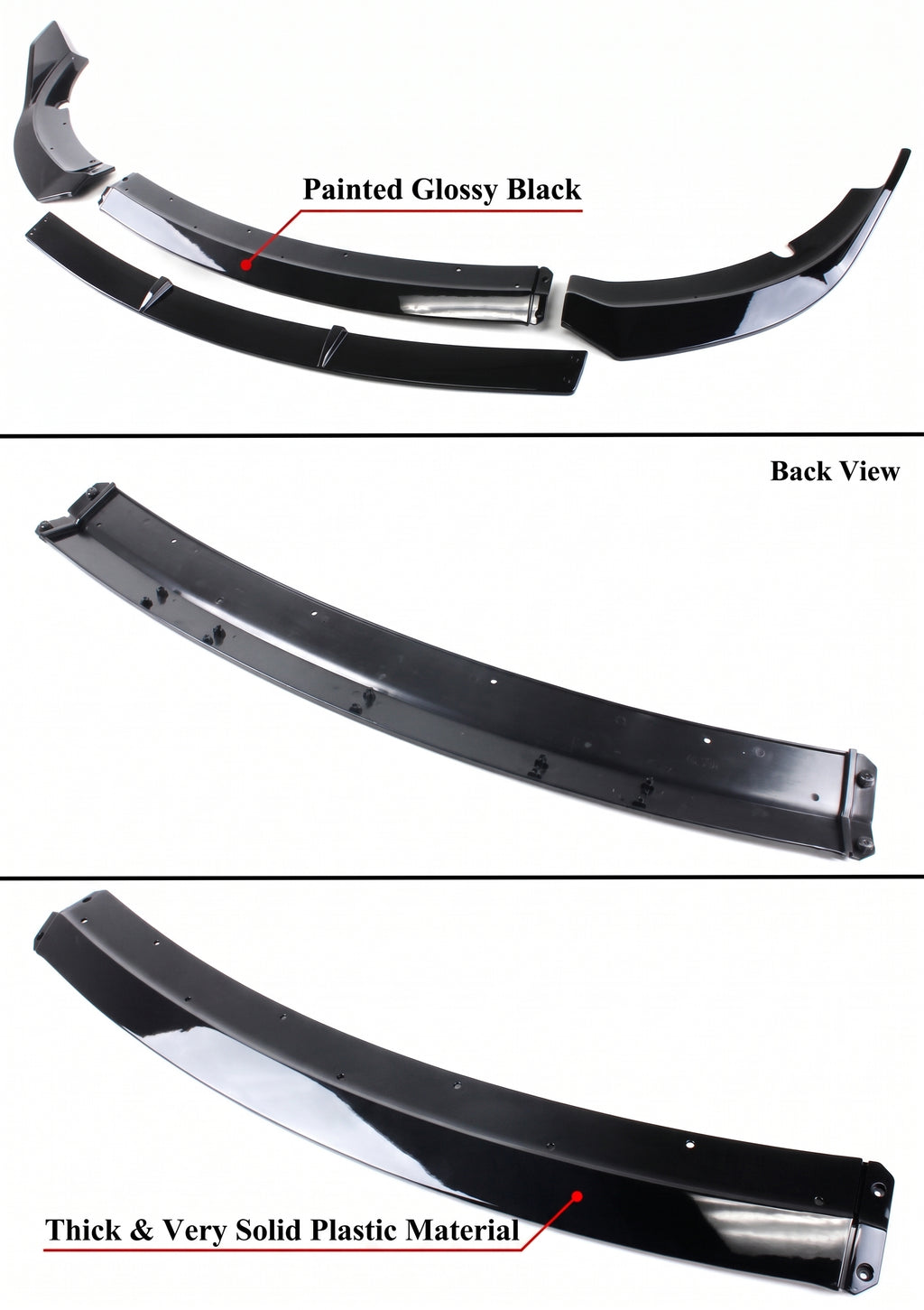 Dodge Charger SRT 2015-23 Divisor de labios para paracoques delantero negro brillante doble cubierta