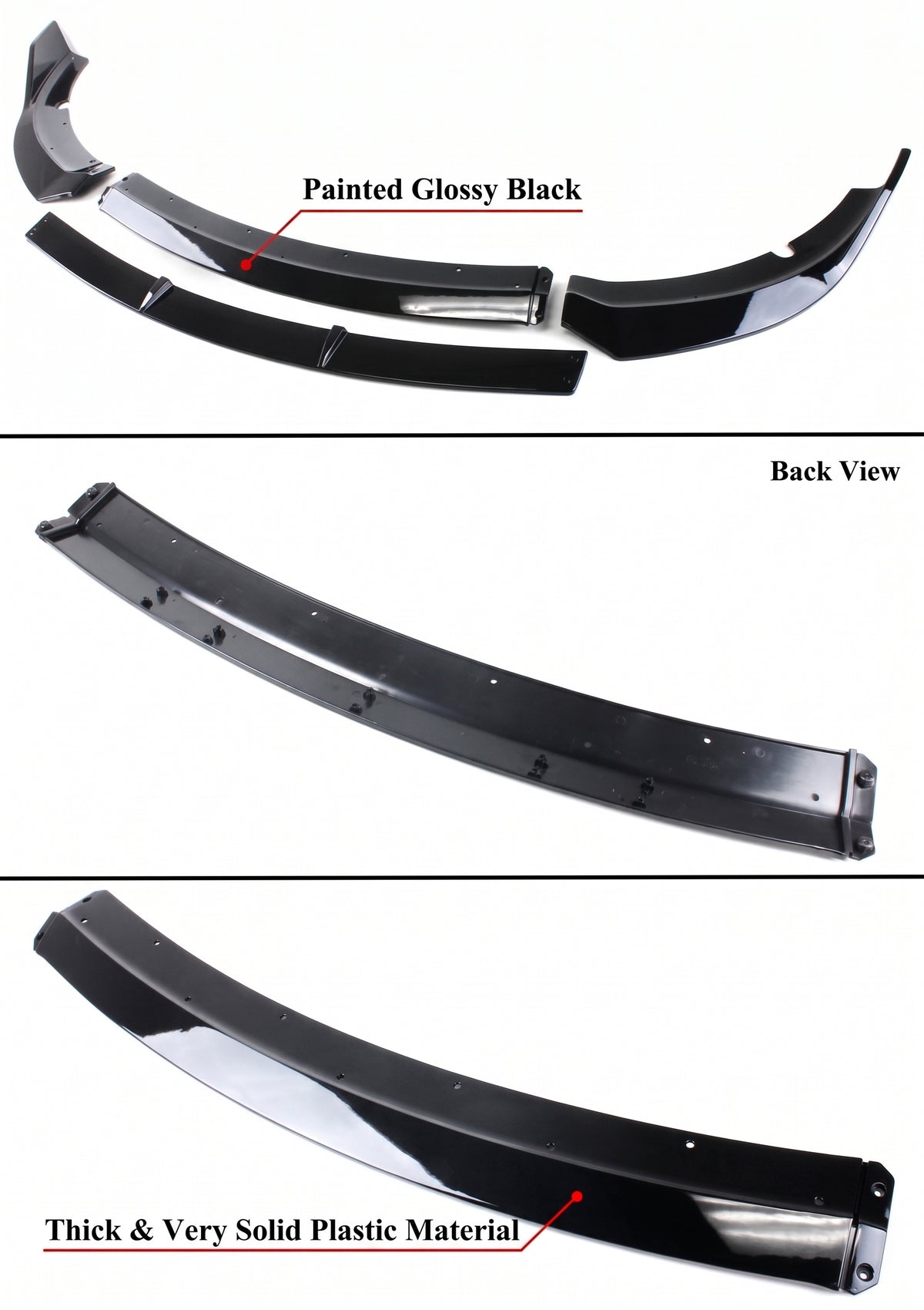 Dodge Charger SRT 2015-23 Divisor de labios para paracoques delantero negro brillante doble cubierta