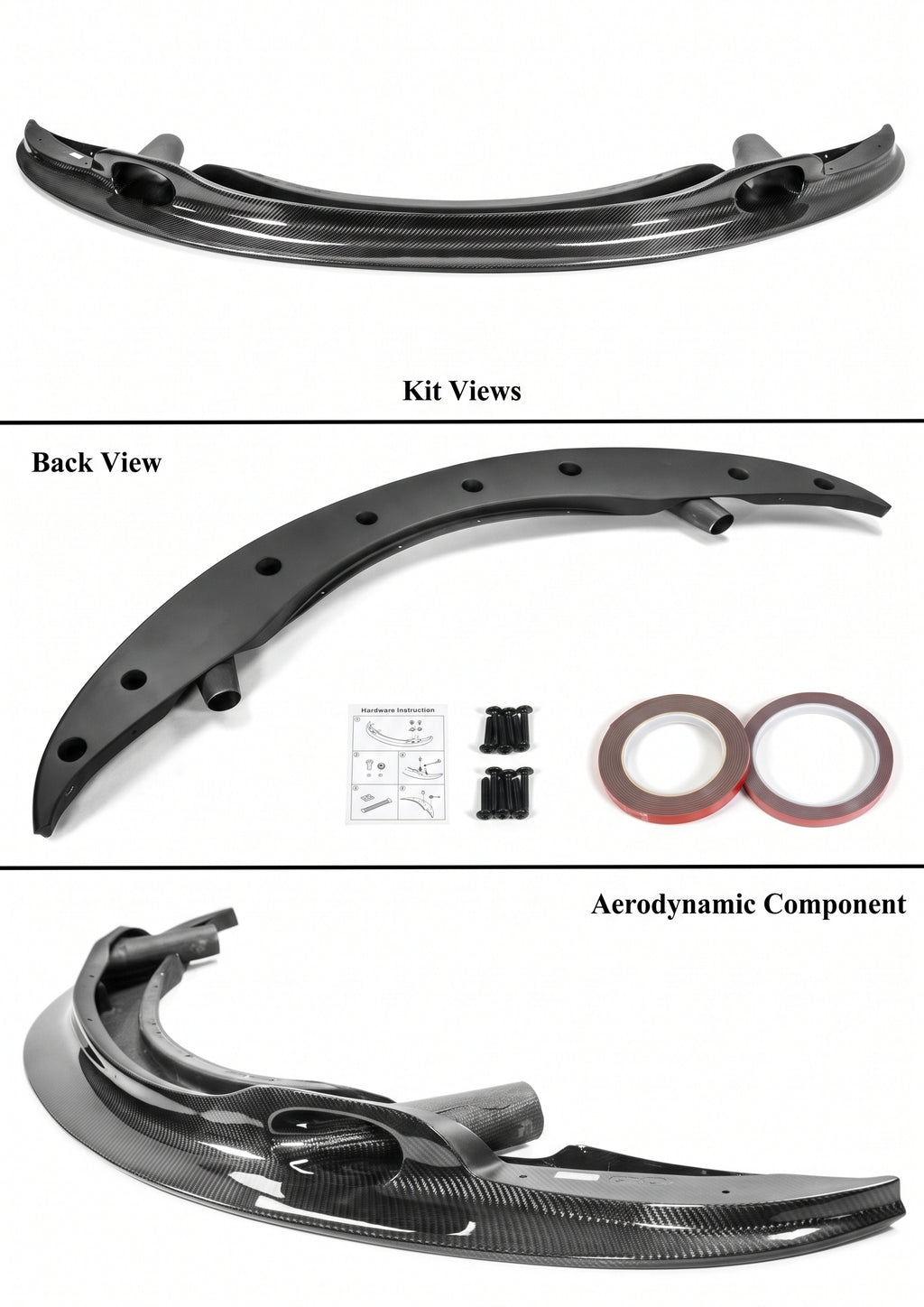 DIVISOR DE LABIOS DE PARACHOQUES DELANTERO DE FIBRA DE CARBONO ESTILO BMW E92 E93 E90 M3 GT4 2008-2013