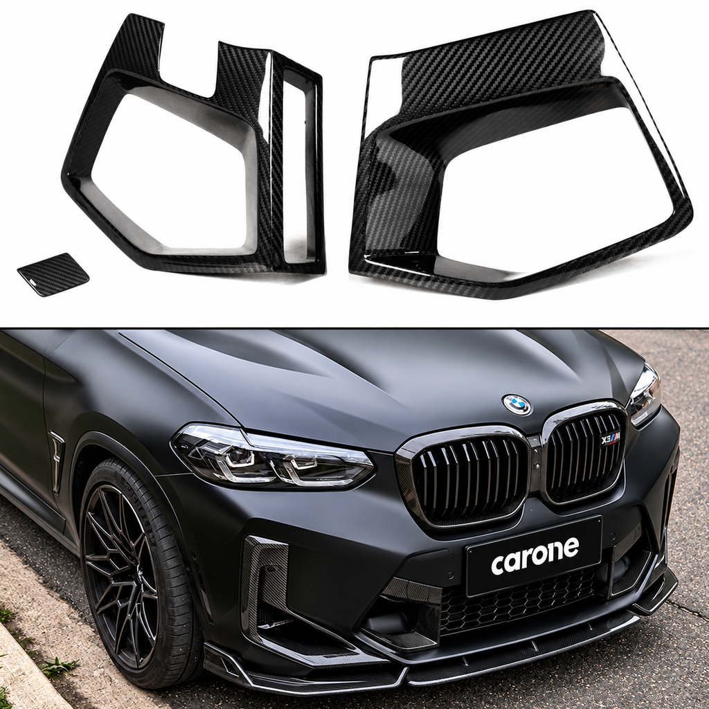 PARACHOQUES DELANTERO COMPLETO DE FIBRA DE CARBONO PARA BMW X3M X4M 22-25 CUBIERTAS DE AJUSTE DE CONDUCTO DE AIRE INFERIOR