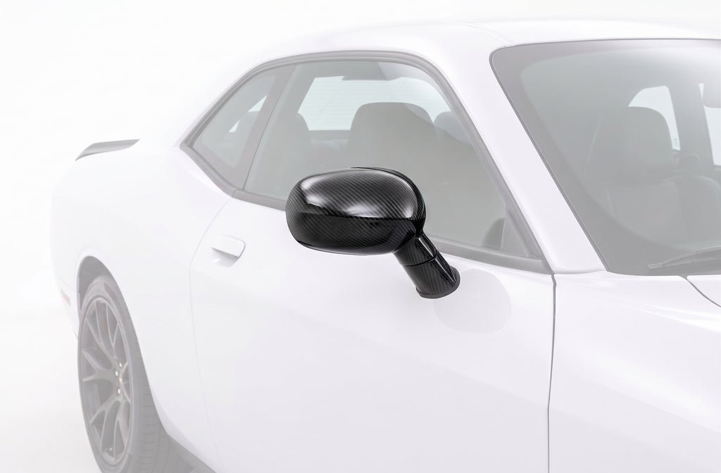 DODGE CHALLENGER 2009-2022 FIBRA DE CARBONO REAL ESPEJO RETROVISOR TAPAS LATERALES SUPERPUESTAS