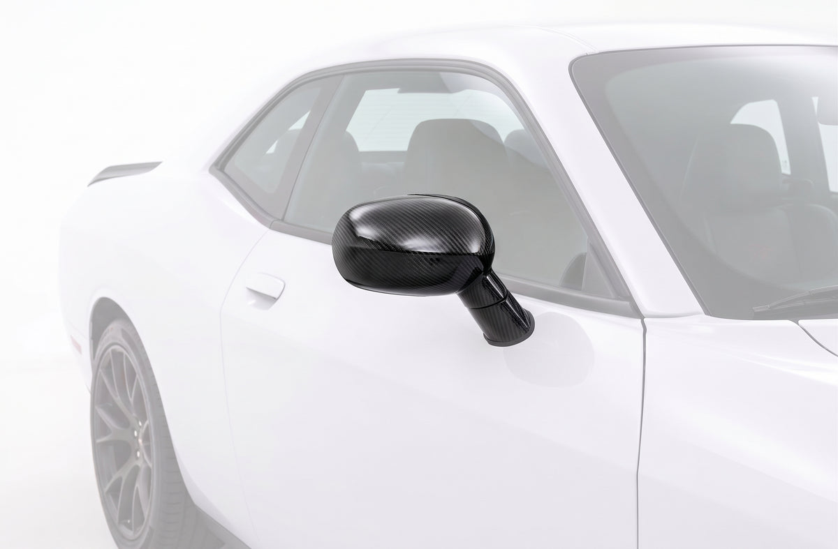 DODGE CHALLENGER 2009-2022 FIBRA DE CARBONO REAL ESPEJO RETROVISOR TAPAS LATERALES SUPERPUESTAS