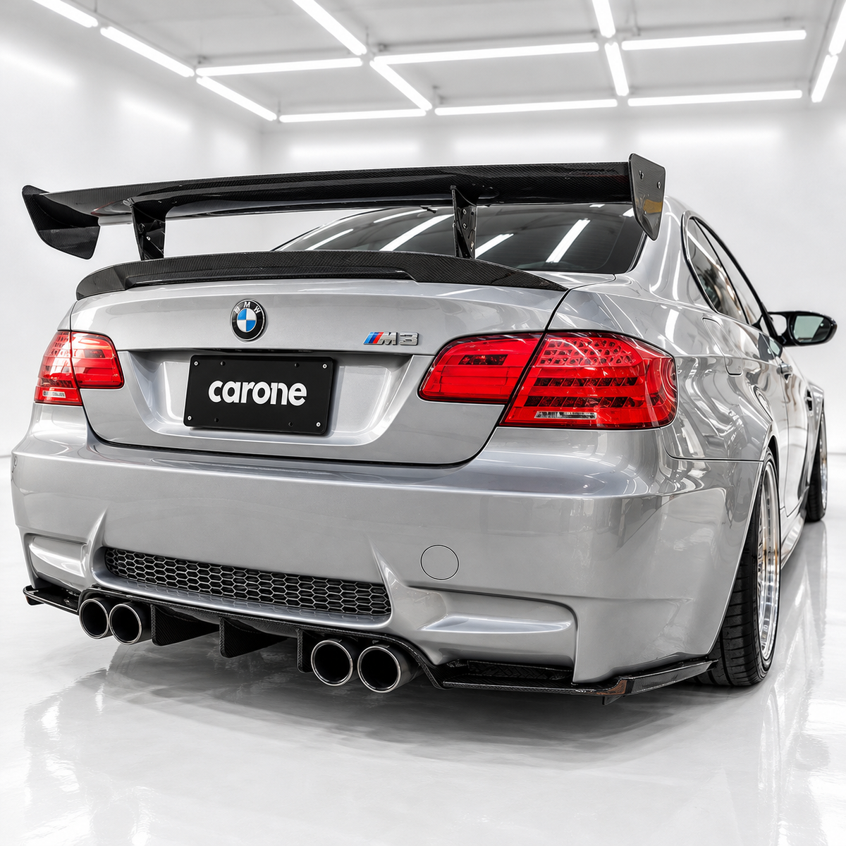 Difusor de parachoques trasero negro brillante estilo V estilo BMW E92 E93 M3 08-13 + espatas de esquina-