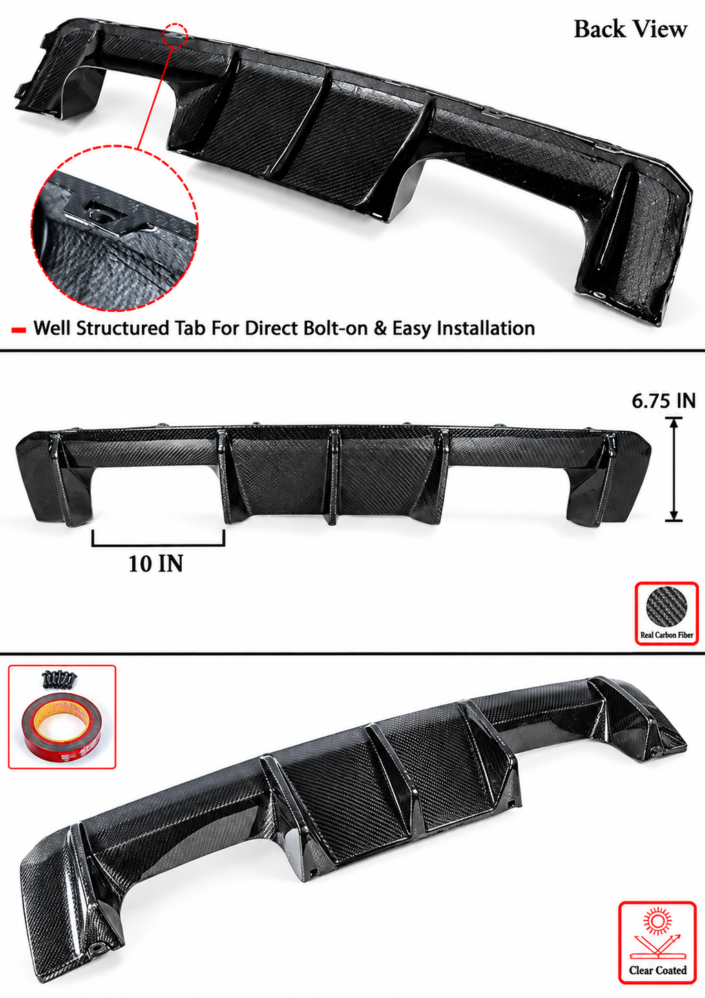 DIFUSOR DE PARACHOQUES TRASERO DE FIBRA DE CARBONO REAL ESTILO EURO PARA BMW G80 M3 G82 M4 2021-2026