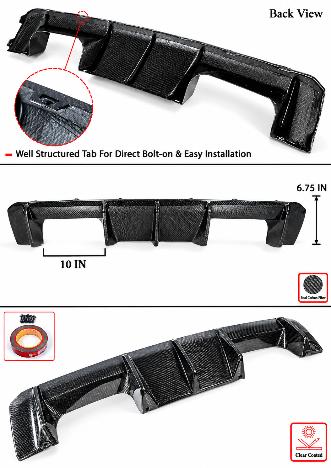 DIFUSOR DE PARACHOQUES TRASERO DE FIBRA DE CARBONO REAL ESTILO EURO PARA BMW G80 M3 G82 M4 2021-2026