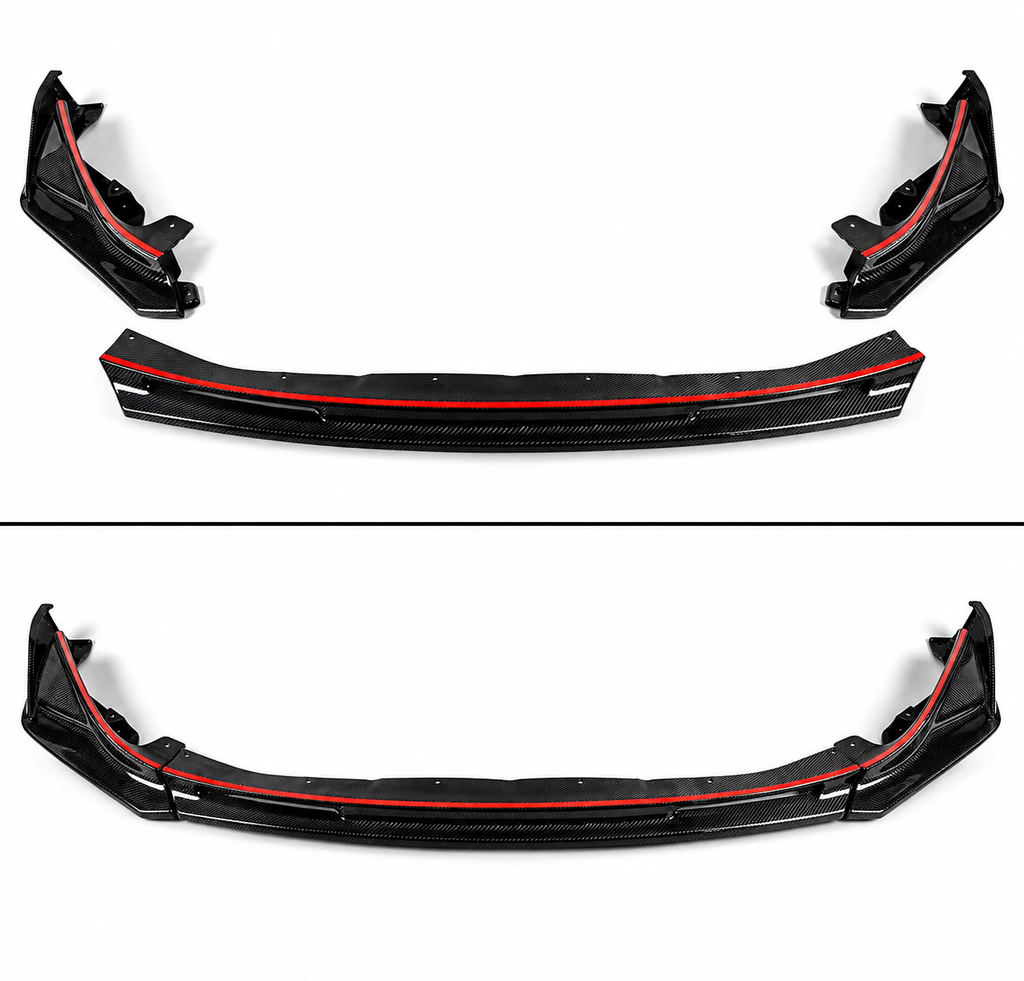 PARA BMW M3 M4 2021-2026 FIBRA DE CARBONO ESTILO V PARACHOQUES DELANTERO ALERÓN LABIAL CON CANARDS