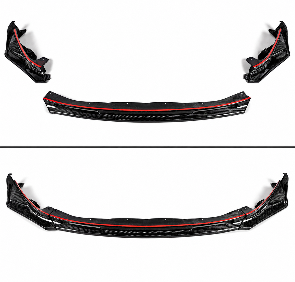 PARA 21-26 BMW G80 M3 G82 M4 FIBRA DE CARBONO ESTILO V LABIO DELANTERO + PARACHOQUES ALETAS CANARD
