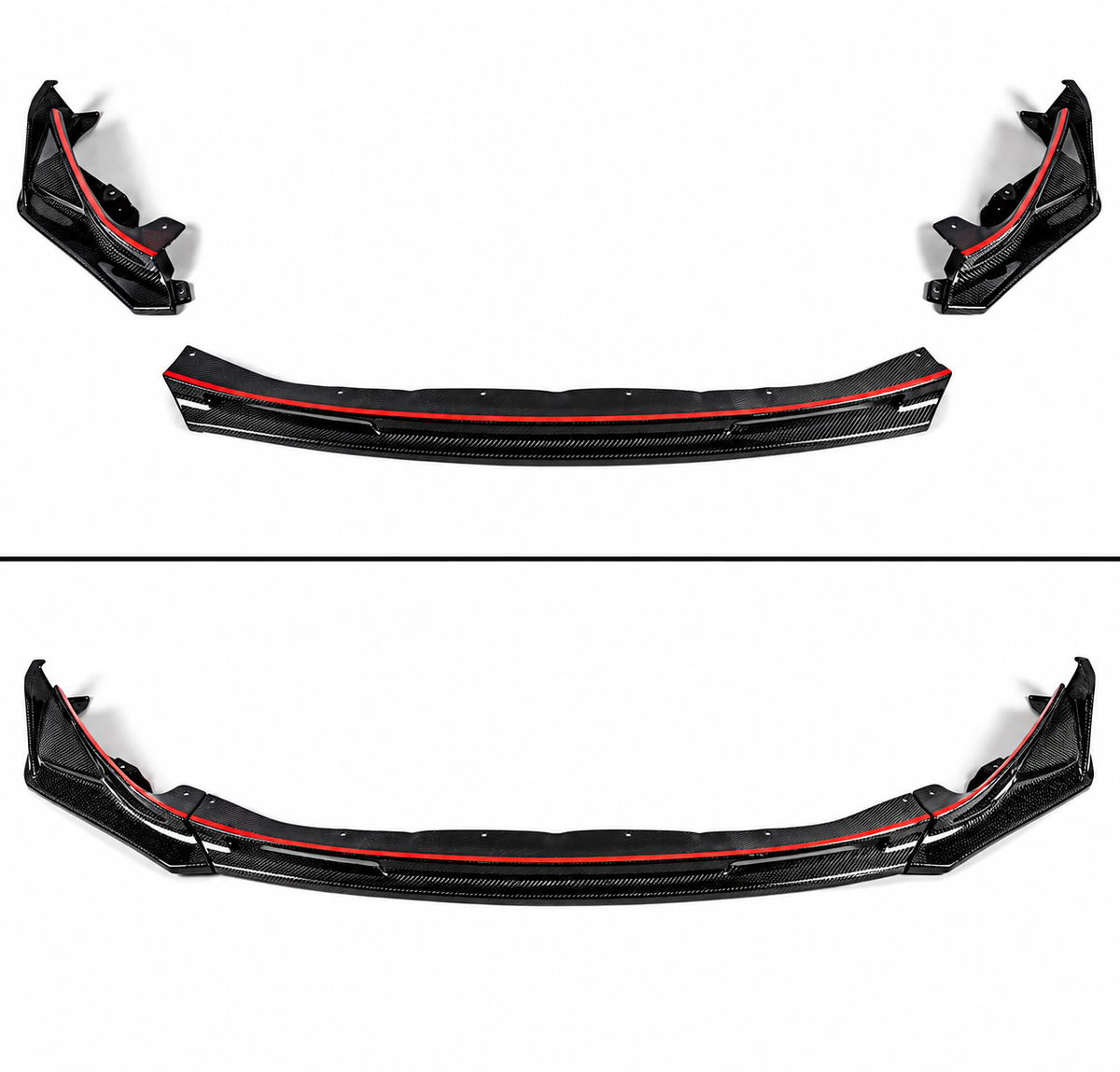 Para 21-26 BMW G80 M3 G82 M4 Fibra de Carbono Estilo V Labio Delantero + Parachoques Aletas Canard