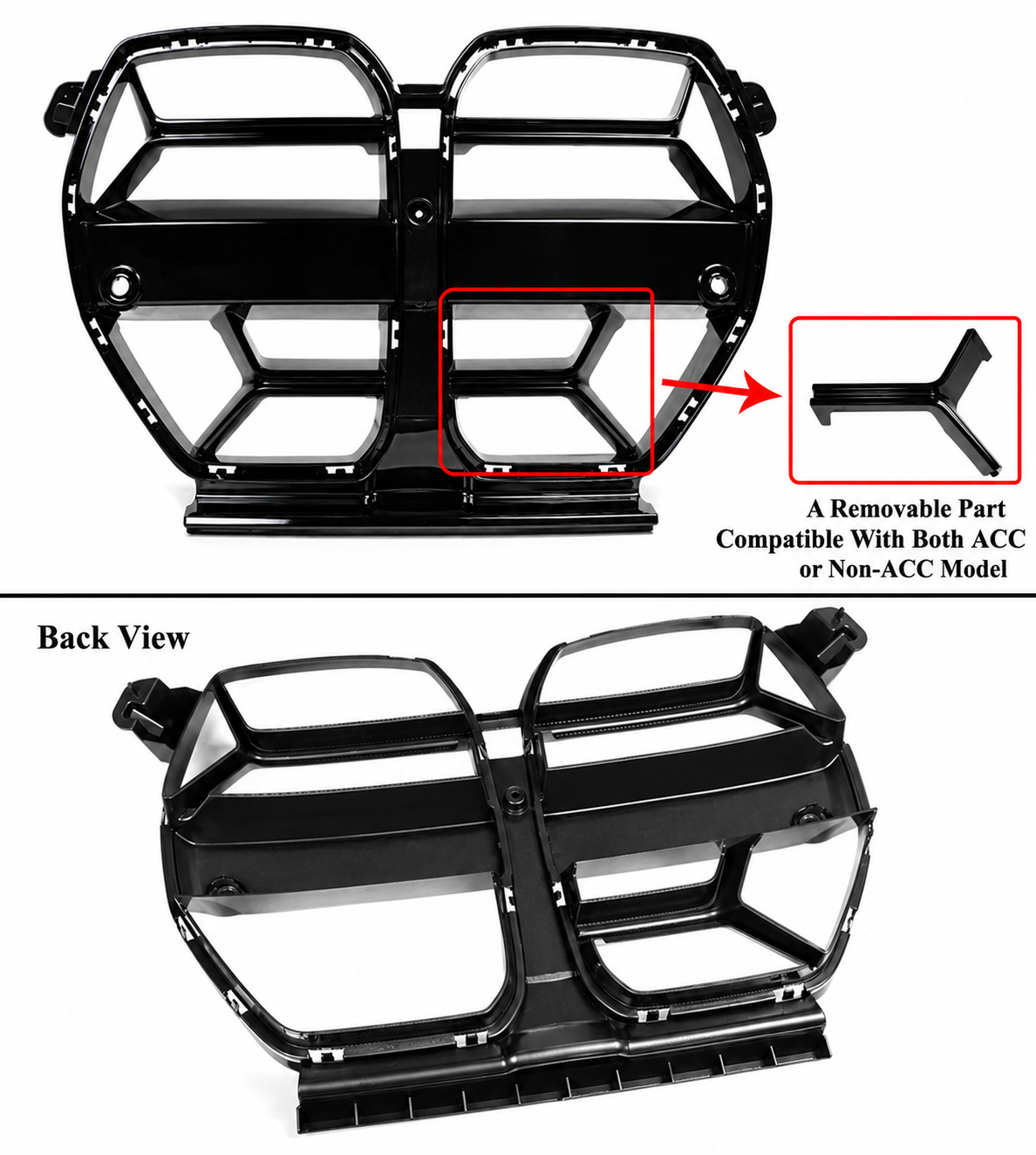 PARA BMW M3 G80 M4 G82 G83 CSL ESTILO ABS NEGRO BRILLANTE PARRILLA NARIZ 2021-2026