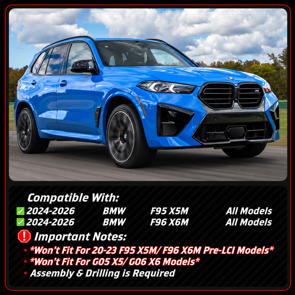 PARACHOQUES DELANTERO NEGRO BRILLANTE DIVISOR DE LABIOS PARA BMW F95 X5M F96 X6M LCI LT ESTILO 24-26