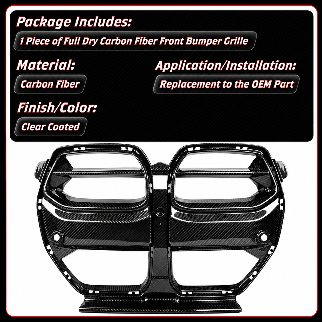PARRILLA DELANTERA DE FIBRA DE CARBONO PREIMPREGNADA PARA BMW M3 G80 M4 G82 G83 2021-2026