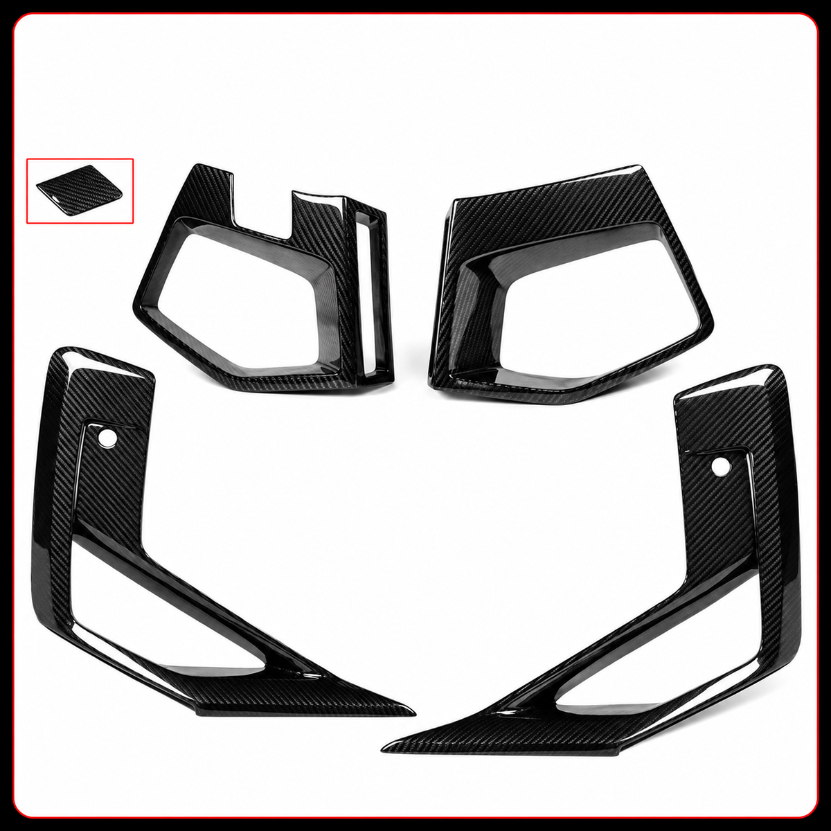 PARRILLA INFERIOR DELANTERA DE FIBRA DE CARBONO PARA BMW X3M X4M 22-25 + CUBIERTAS LATERALES PARA MOLDURAS DE CONDUCTOS DE AIRE