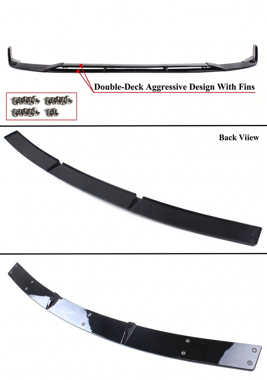 Dodge Charger SRT 2015-23 Divisor de labios para paracoques delantero negro brillante doble cubierta