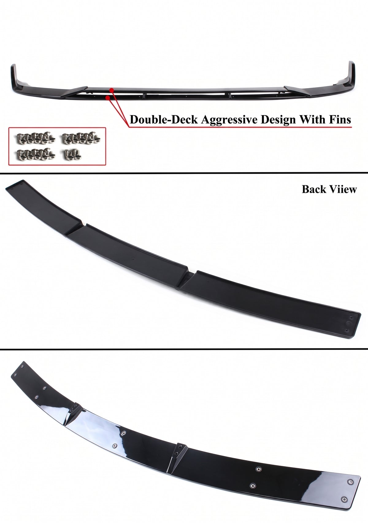 Dodge Charger SRT 2015-23 Divisor de labios para paracoques delantero negro brillante doble cubierta