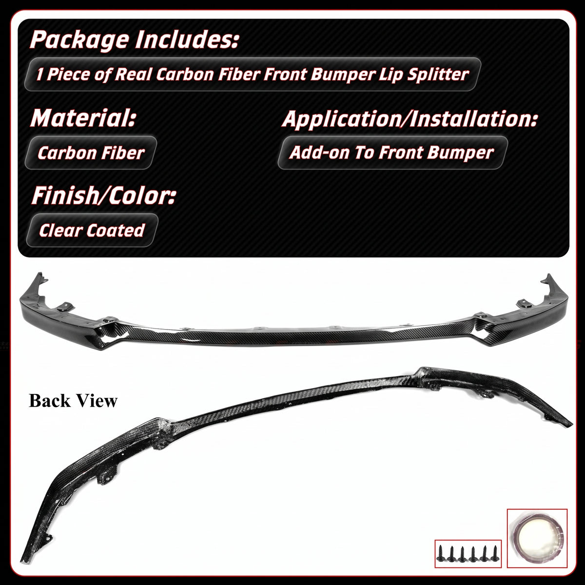 PARA BMW G87 M2 2023-26 FIBRA DE CARBONO REAL 1 PIEZA PARACHOQUES DELANTERO LABIO DIVISOR