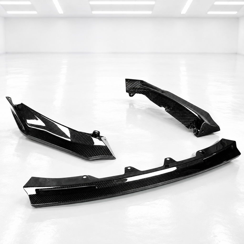PARA BMW G80 M3 G82 G83 M4 V 2021-26 ESTILO 3 PIEZAS FIBRA DE CARBONO SECO PARACHOQUES DELANTERO LABIO