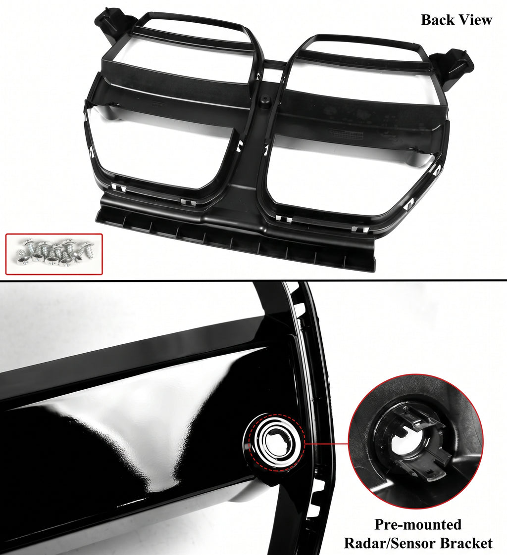 PARA BMW M3 G80 M4 G82 G83 2021-26 ESTILO V ABS NEGRO BRILLANTE NARIZ REJILLA