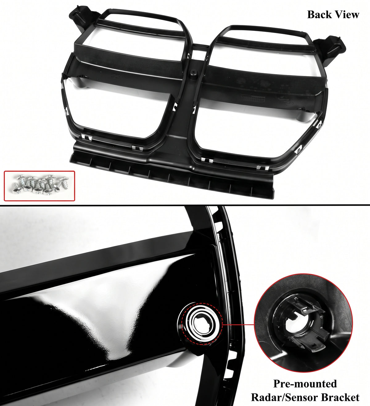 PARA BMW M3 G80 M4 G82 G83 2021-26 ESTILO V ABS NEGRO BRILLANTE NARIZ REJILLA