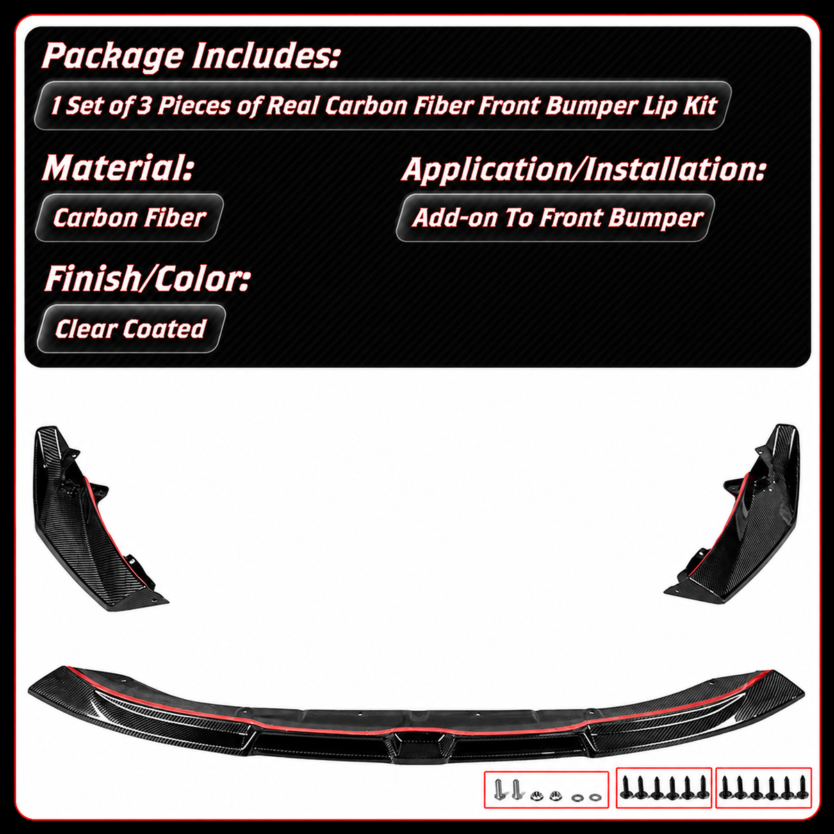 Labio de parachoques delantero de fibra de carbono real estilo VT BMW G80 M3 G82 G83 M4 2021-2026