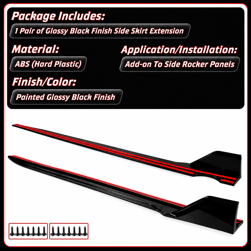 EXTENSIÓN DE FALDÓN LATERAL NEGRO BRILLANTE ESTILO F95 MP BMW G05 X5 M 2019-2026