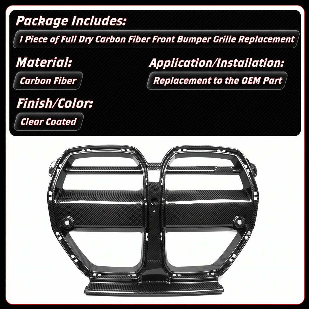 Parrilla delantera de fibra de carbono preimpregnada estilo VR 21-26 BMW M3 G80 M4 G82 G83