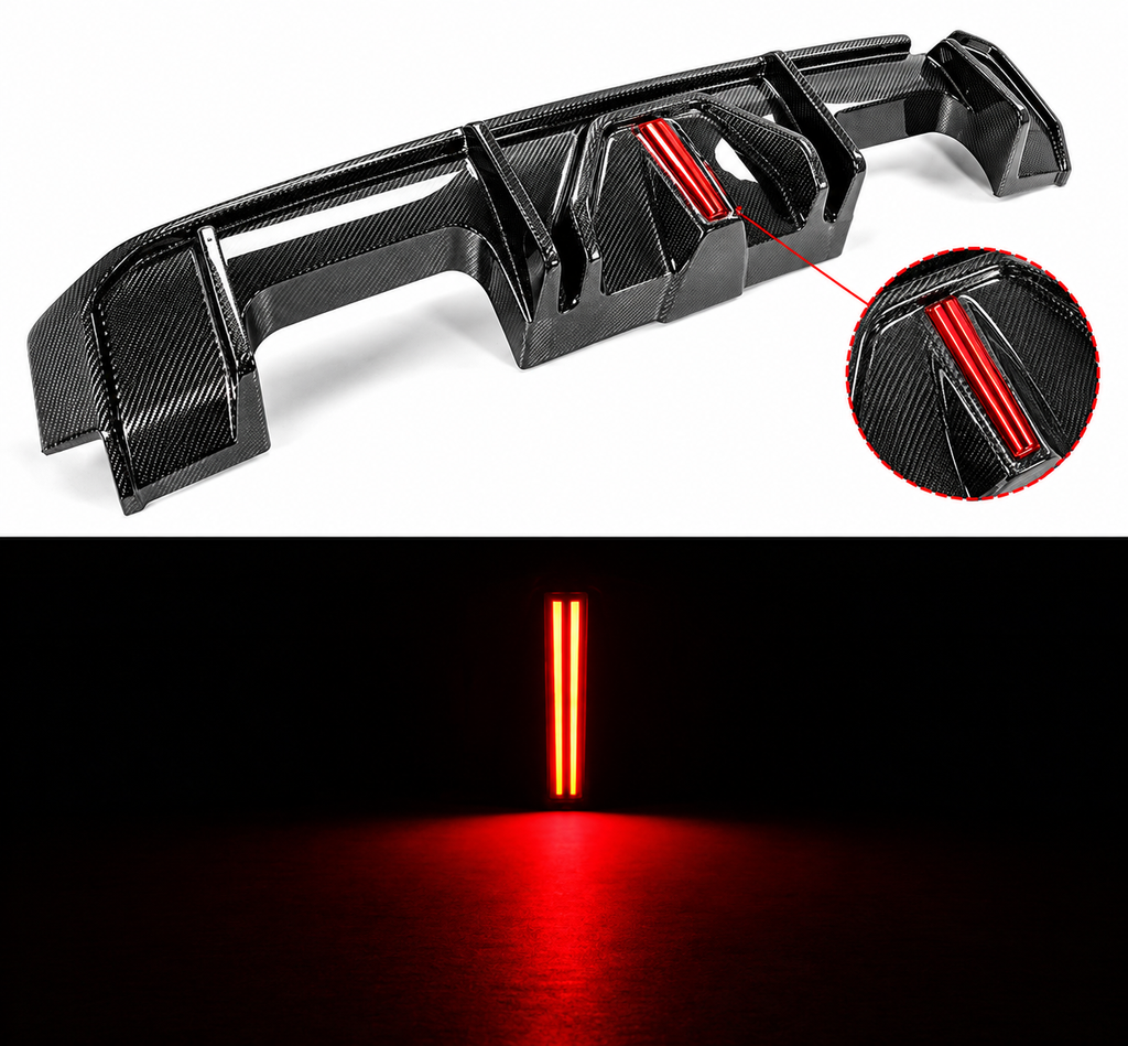 DIFUSOR TRASERO DE FIBRA DE CARBONO PARA BMW G80 M3 G82 G83 M4 21-26 CON LUZ LED