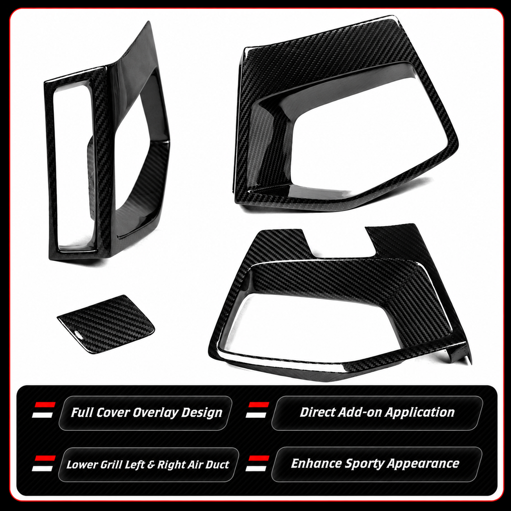 PARACHOQUES DELANTERO COMPLETO DE FIBRA DE CARBONO PARA BMW X3M X4M 22-25 CUBIERTAS DE AJUSTE DE CONDUCTO DE AIRE INFERIOR