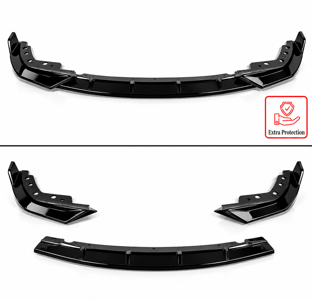 KIT DE LABIOS DE PARACHOQUES DELANTERO NEGRO BRILLANTE PARA BMW G20 330I M340I GT STYLE M SPORT 19-2022