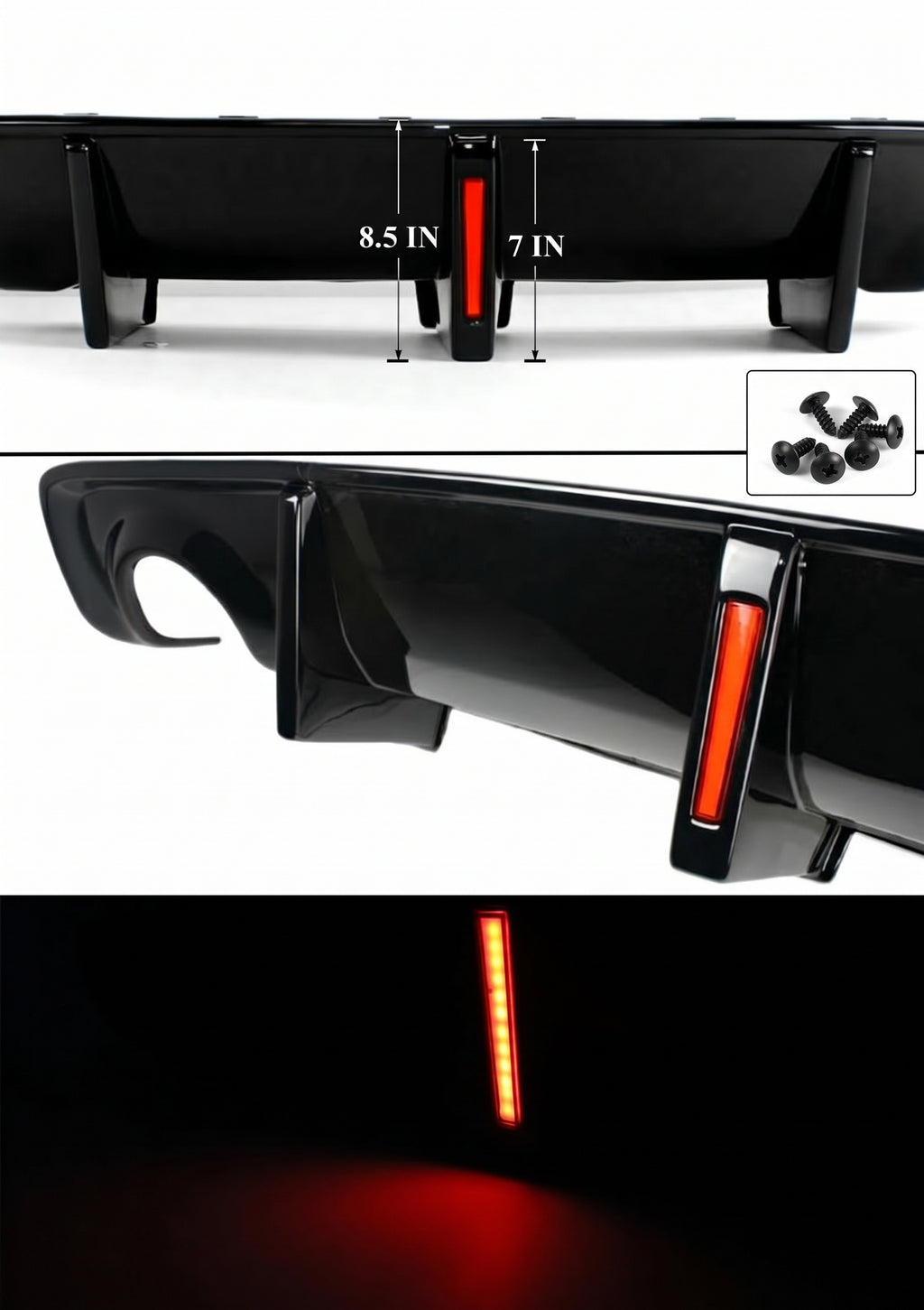 Dodge Charger SRT Scat 2020-23 Difusor de parachoques trasero LED negro brillante