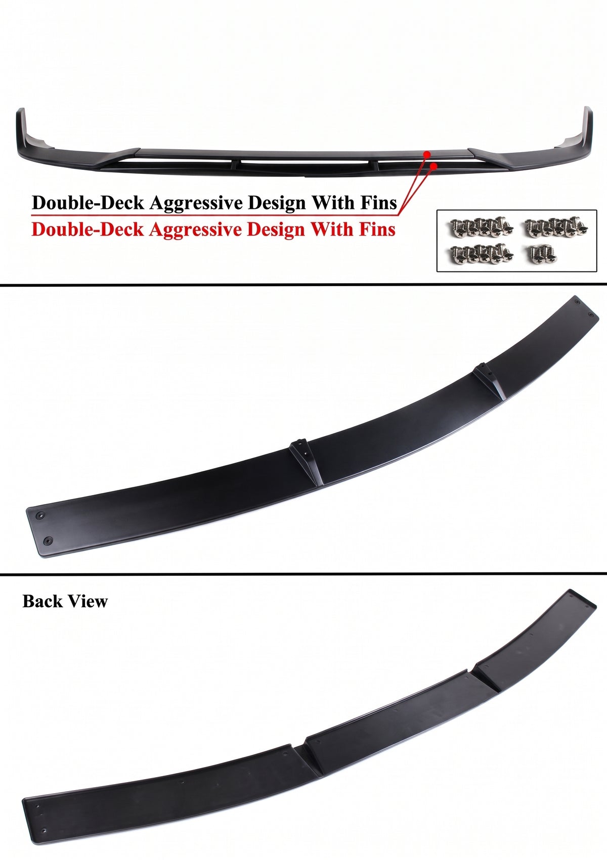 Dodge Charger SRT 2015-2023 DIVISOR DE LABIOS PARA PARACHOQUES NEGRO MATE DOBLE CUBIERTA