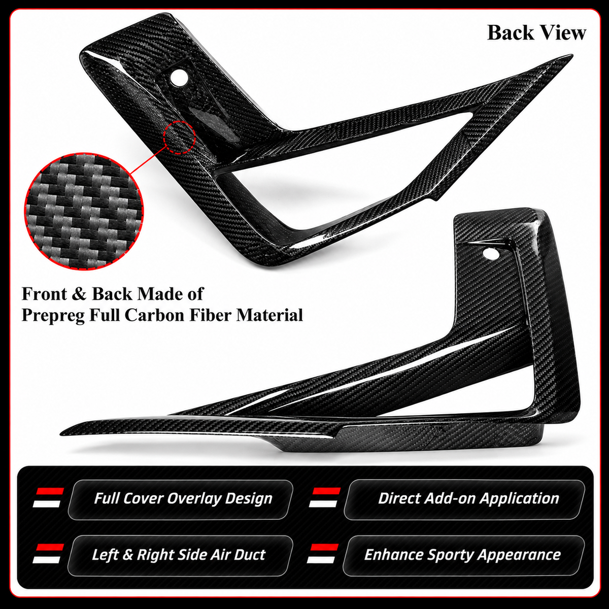 PARACHOQUES DELANTERO COMPLETO DE FIBRA DE CARBONO PARA BMW X3M X4M 2022-2025 MOLDURA DE VENTILACIÓN DE CONDUCTO DE AIRE LATERAL