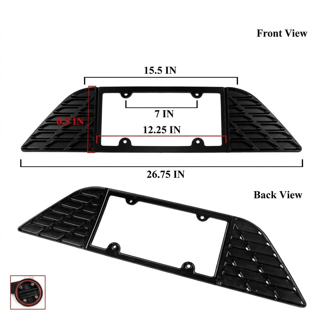 Dodge Charger 2015-23 Negro Mate Placa Trasera Marco Soporte Panel Borde