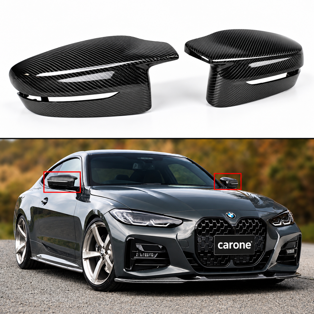 PARA BMW G15 G20 G22 FIBRA CARBONO ESTILO G8X TAPA ESPEJO REPUESTO 18-26
