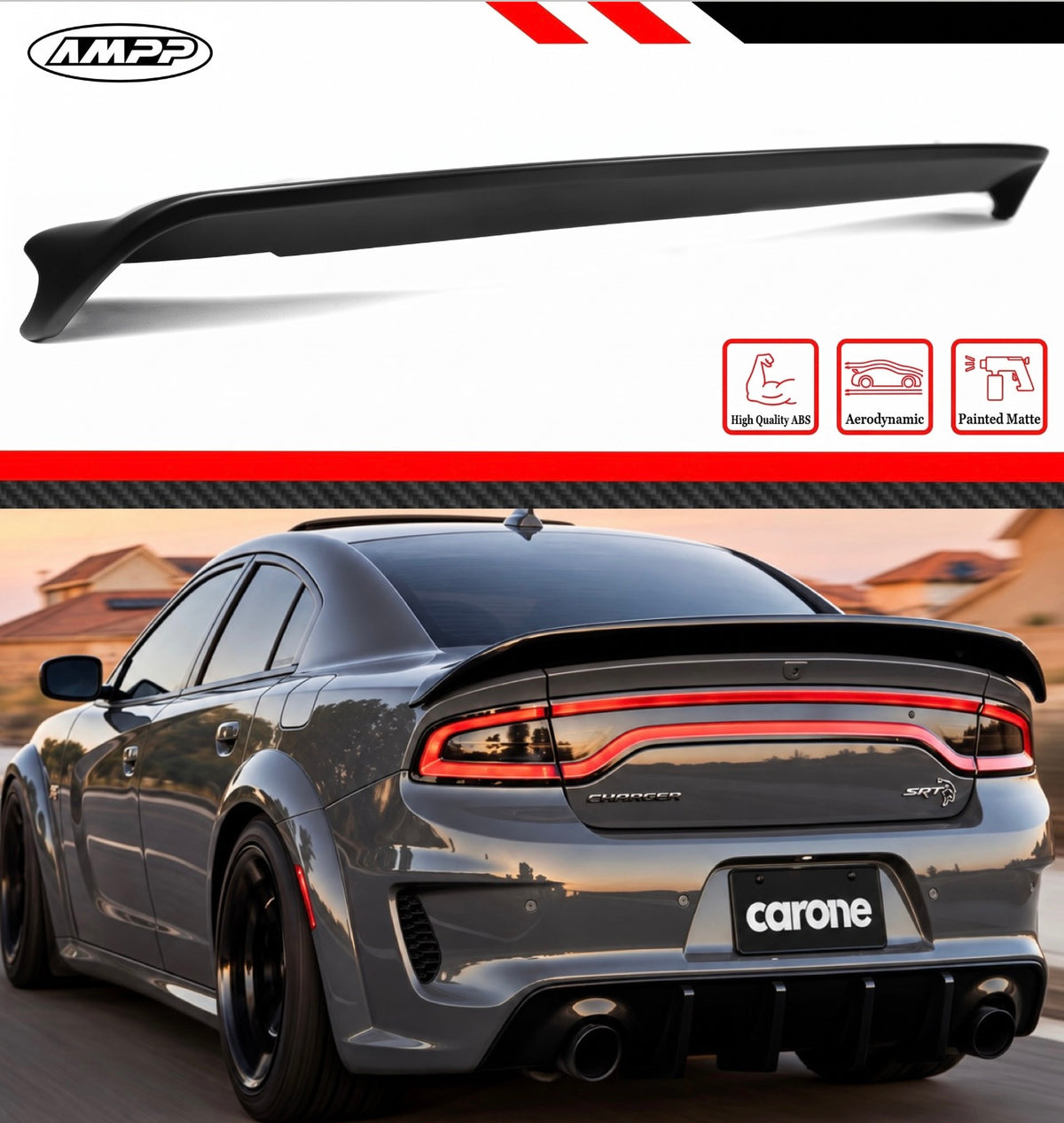 DODGE CHARGER 15-23 ESTILO REDEYE NEGRO MATE ALERÓN MALETERO HIGHKICK