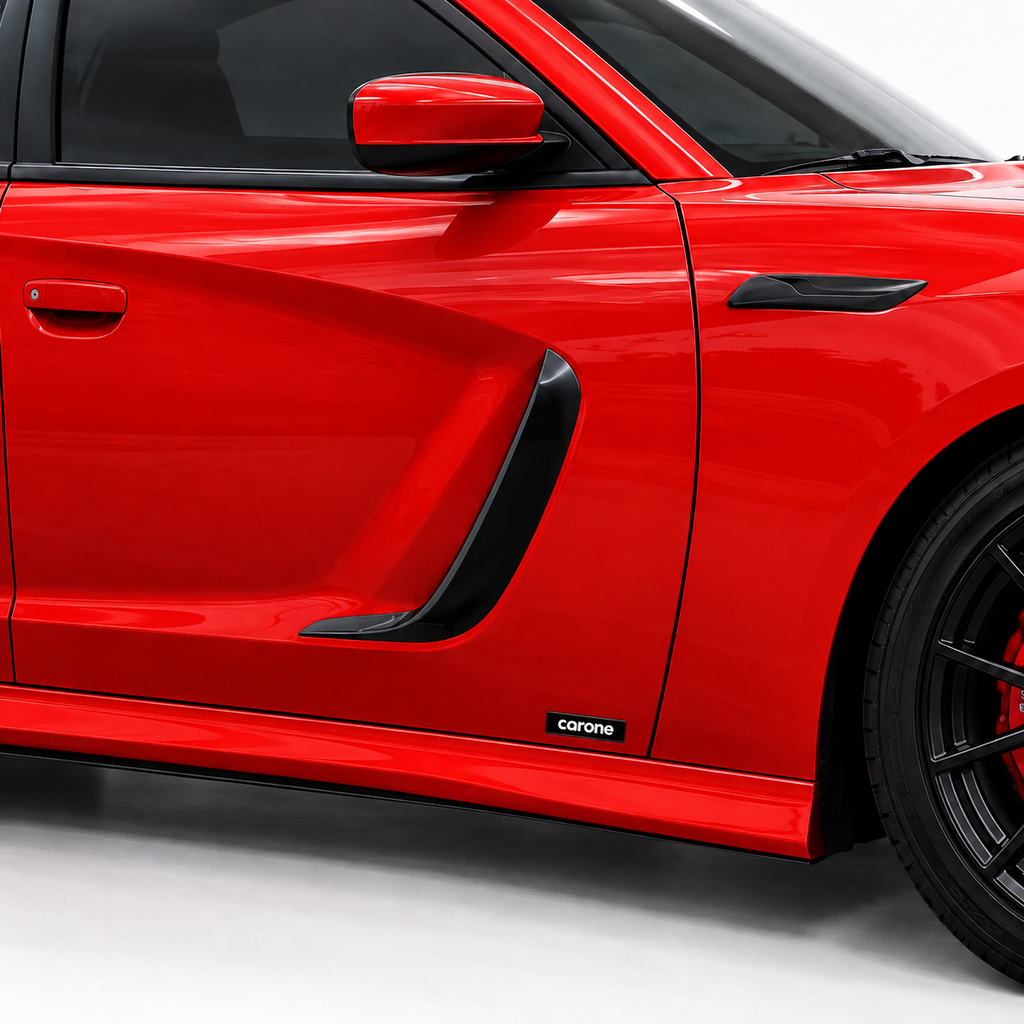 Cubiertas de ventilación laterales adicionales para puerta delantera Dodge Charger 2015-2023 negro brillante