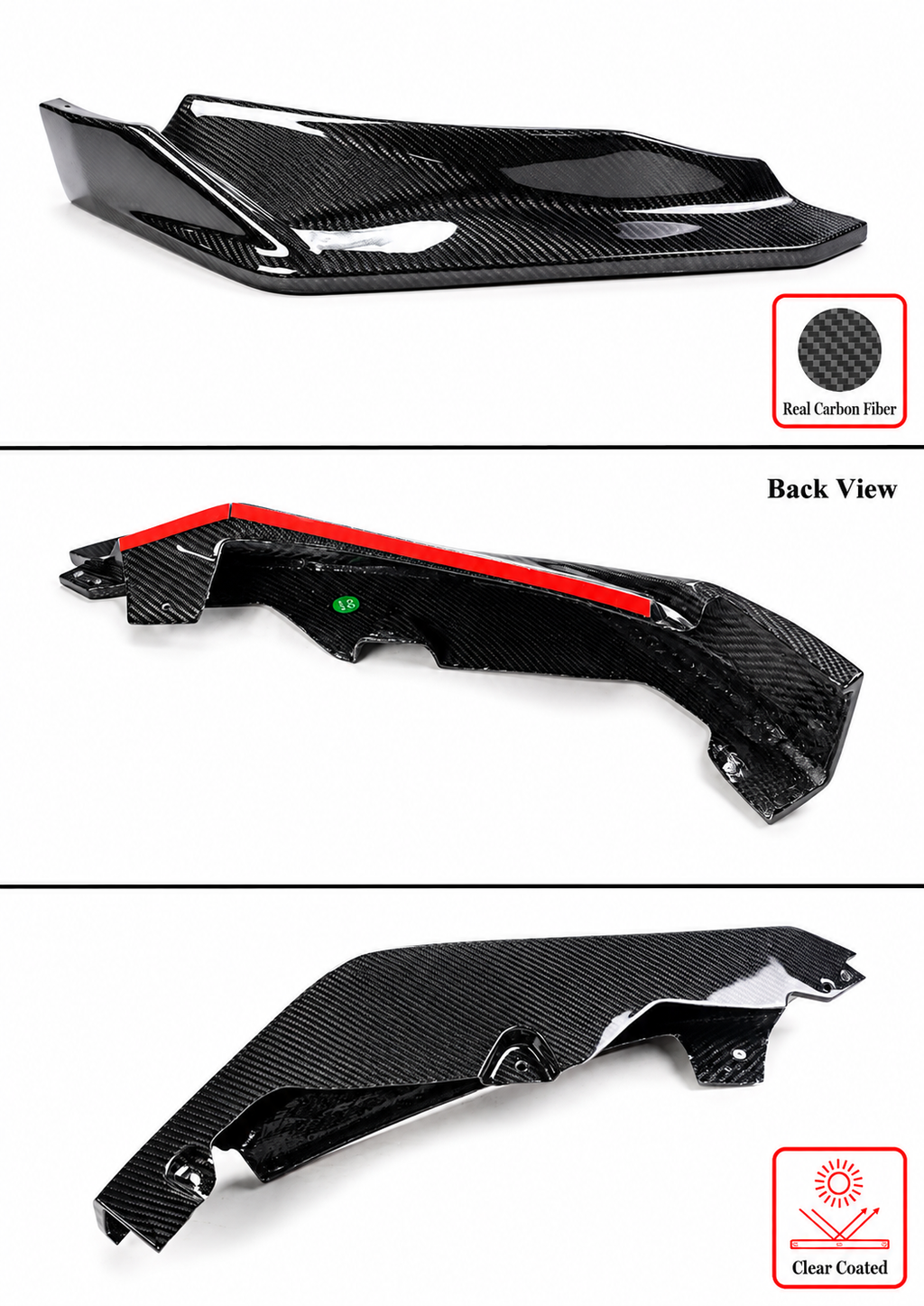 PARA 21-26 BMW G80 M3 G82 M4 FIBRA DE CARBONO ESTILO V LABIO DELANTERO + PARACHOQUES ALETAS CANARD