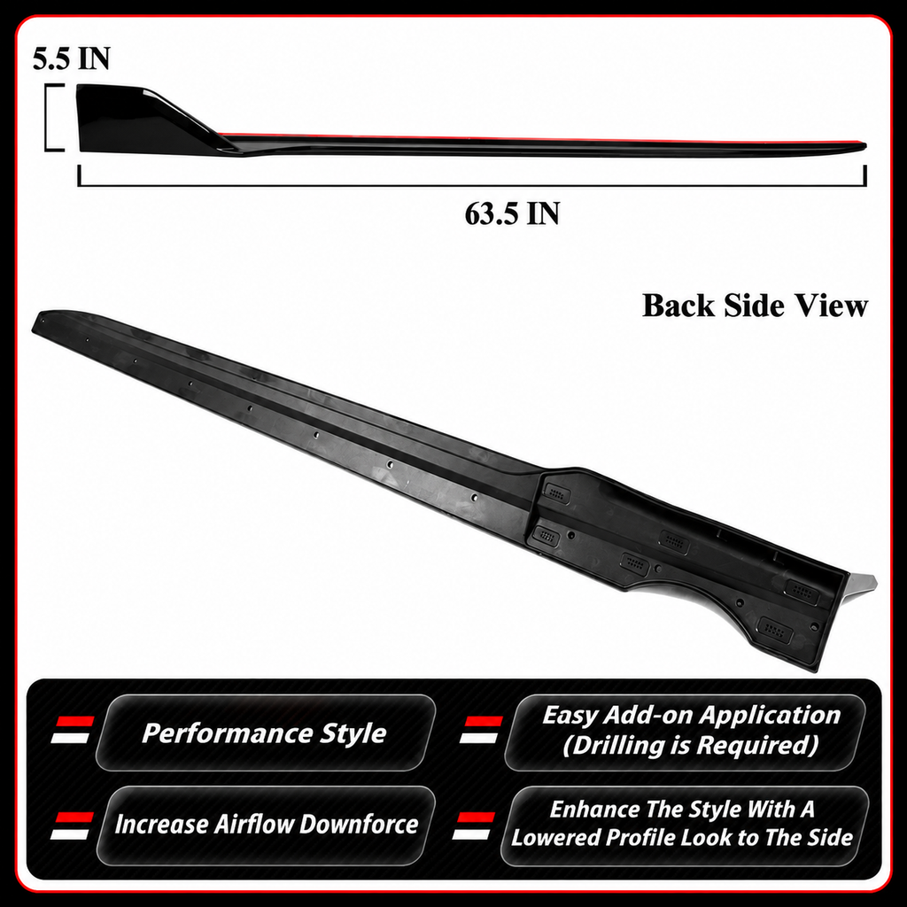 EXTENSIÓN DE FALDÓN LATERAL NEGRO BRILLANTE ESTILO F95 MP BMW G05 X5 M 2019-2026