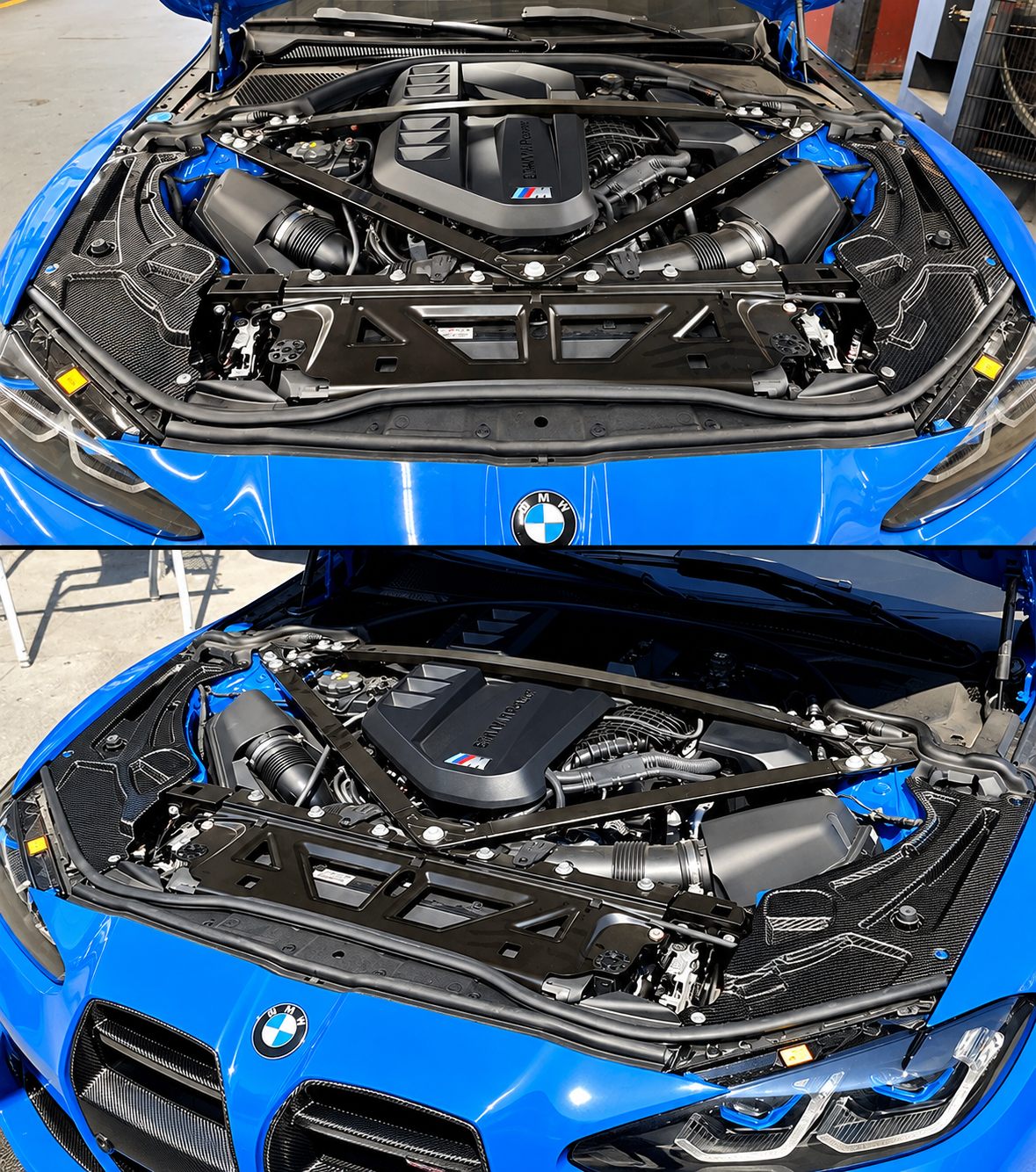 Juego de 2 cubiertas de panel de ajuste de bahía de motor de fibra de carbono seca para BMW G80 G82 M3 M4 21-26
