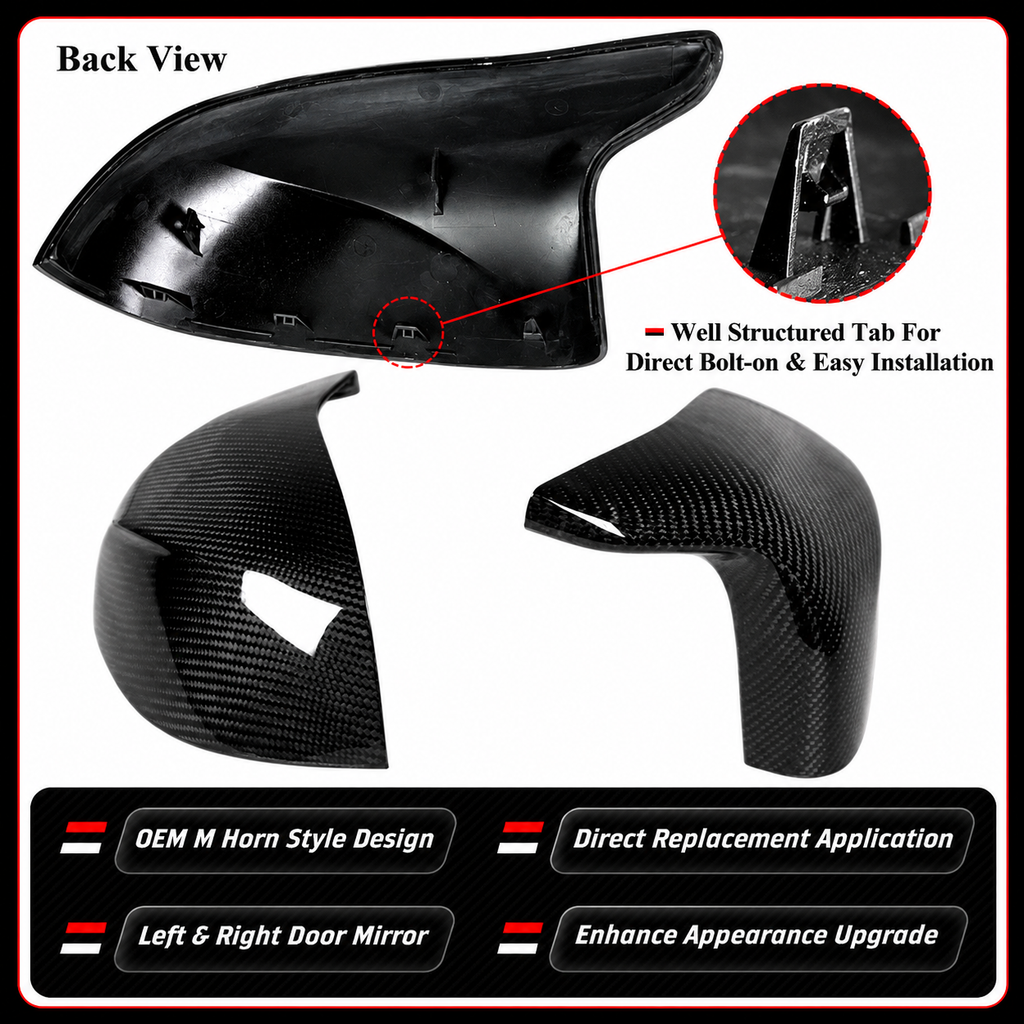 TAPAS ESPEJOS RETROVISORES DE REPUESTO DE FIBRA DE CARBONO PARA BMW F98 X4M F95 X5M F96 X6M M40i M60i