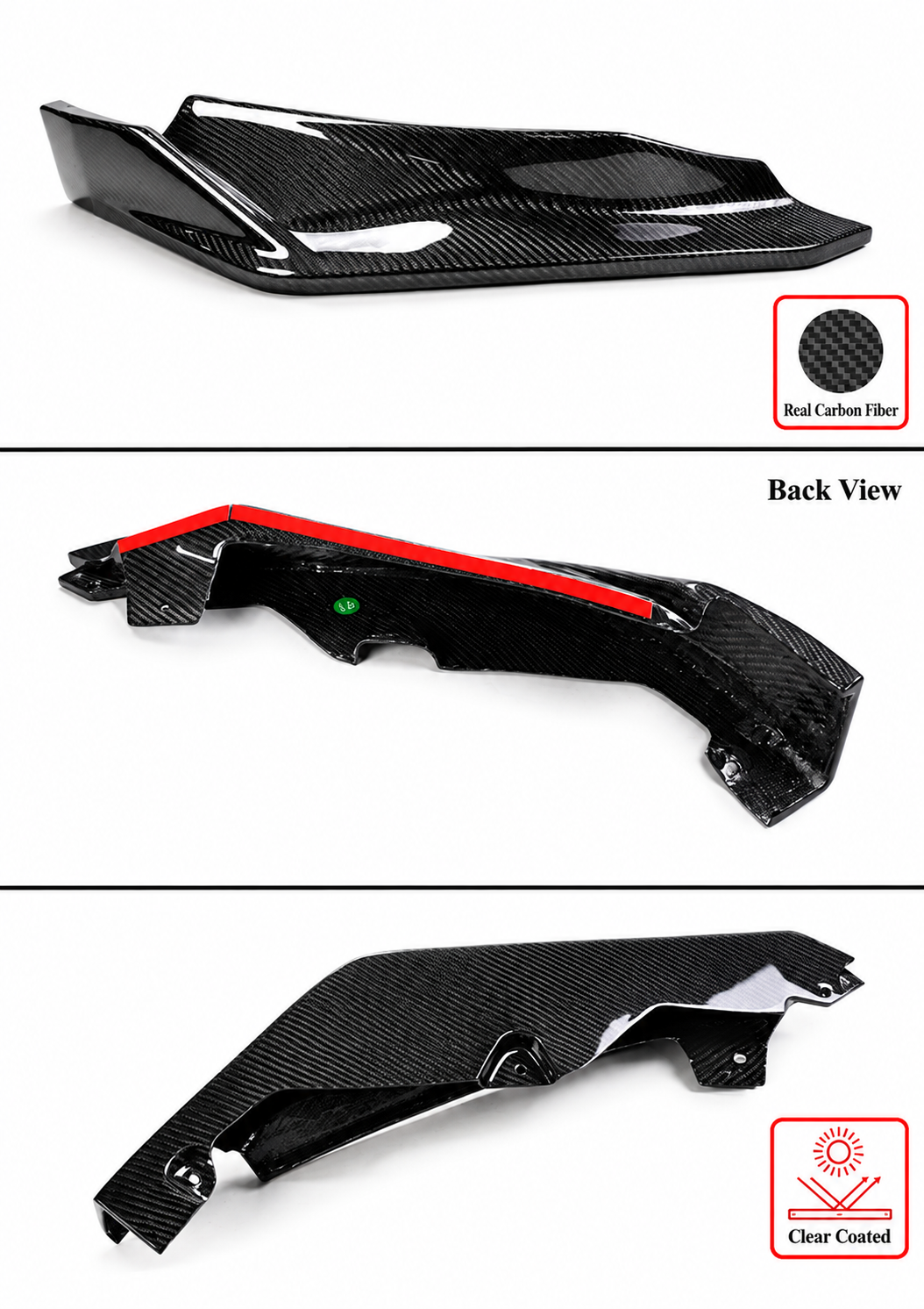 PARA BMW G80 M3 G82 G83 M4 2021-26 3 PIEZAS ESTILO V LABIO DE PARACHOQUES DELANTERO DE FIBRA DE CARBONO REAL