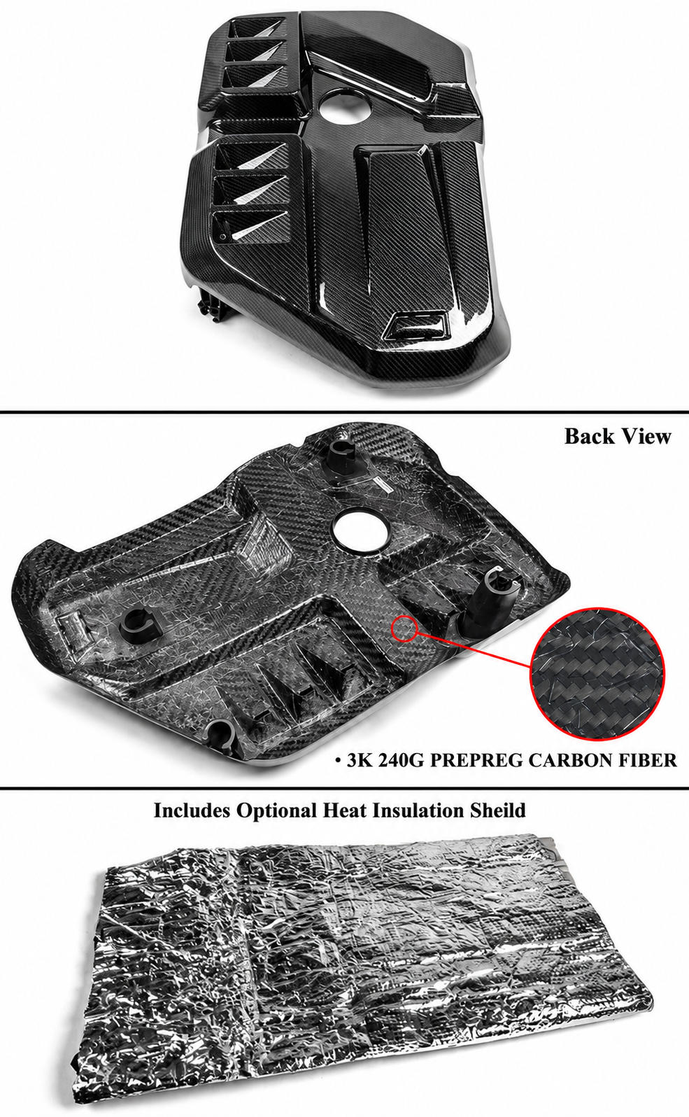 REPUESTO DE CUBIERTA DE MOTOR DE FIBRA DE CARBONO SECA PREIMPREGNADA PARA BMW G8X M2 M3 M4 2021-2026