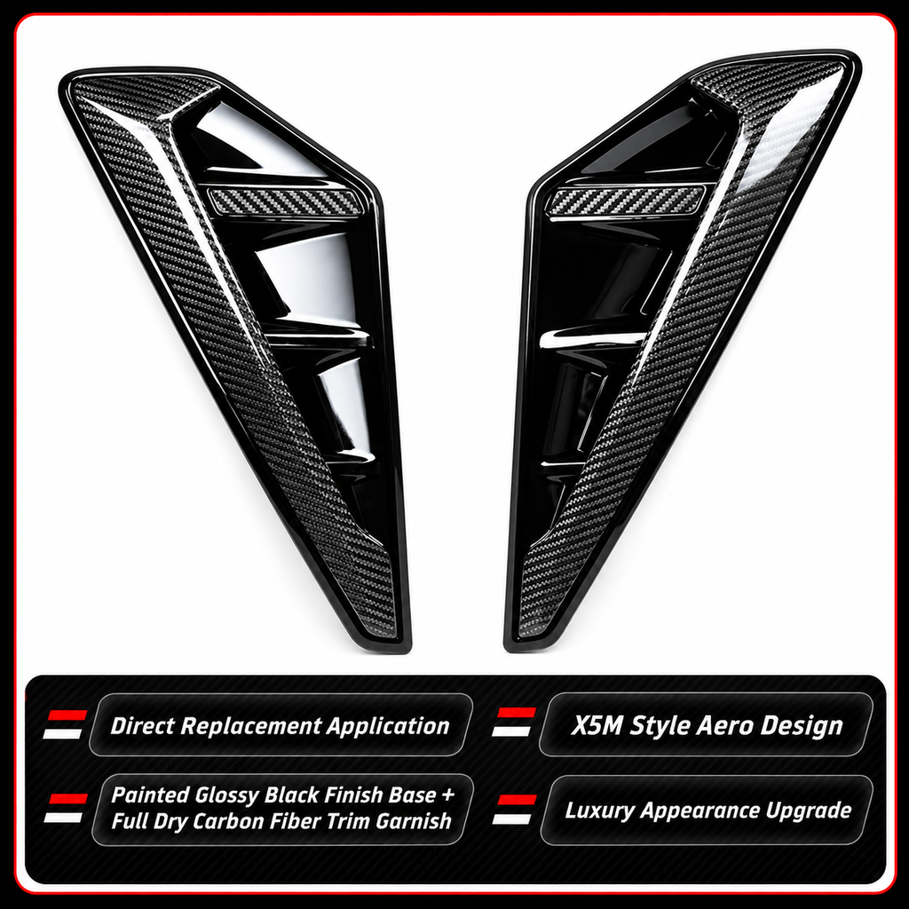 REPUESTO DE VENTILACIÓN LATERAL PARA GUARDABARROS ESTILO BMW G05 X5 X5M 19-23 CON MOLDURA DE FIBRA DE CARBONO