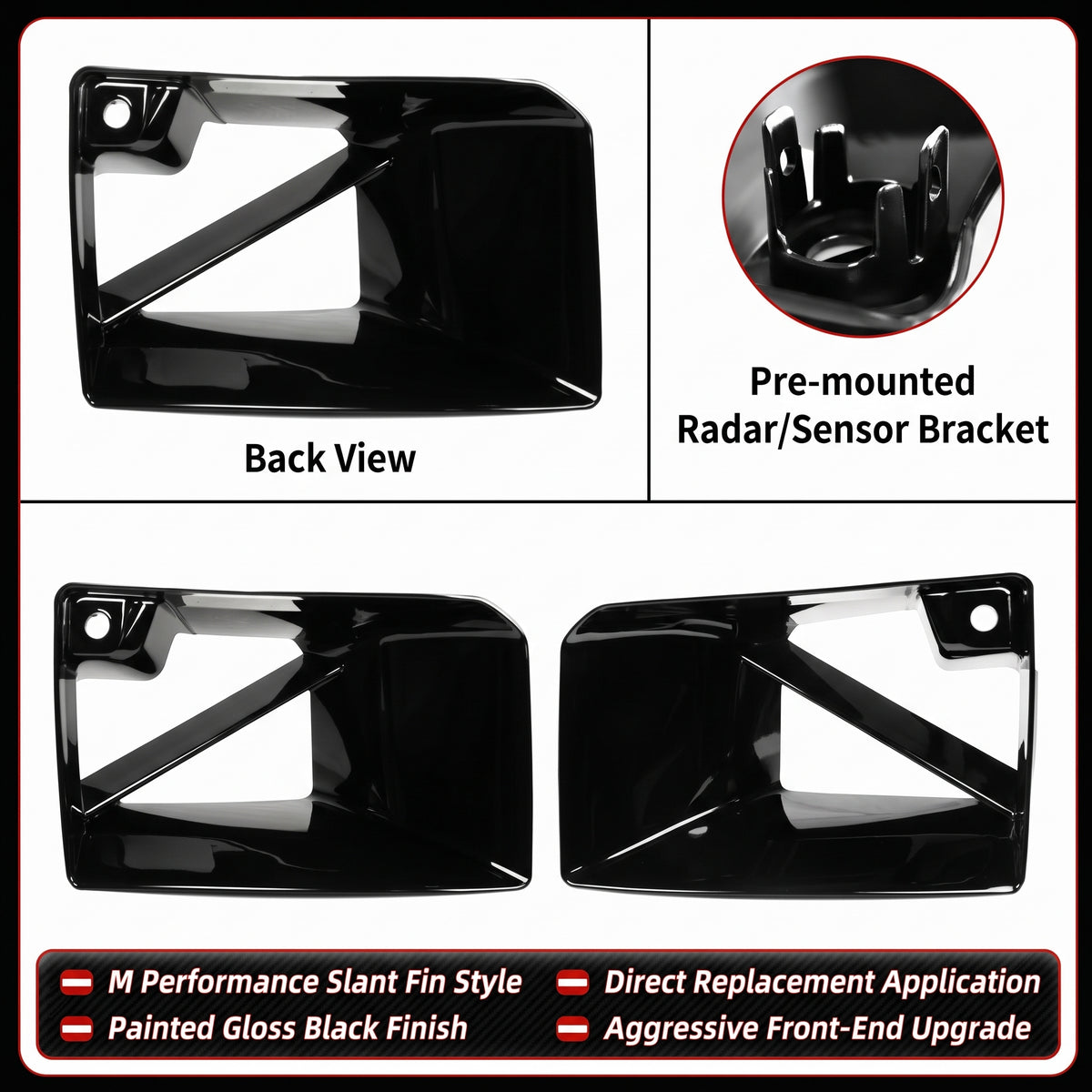 PARACHOQUES DELANTERO NEGRO BRILLANTE PARA BMW G87 M2 ESTILO 23-26 REPUESTO VENTILACION CONDUCTO DE AIRE