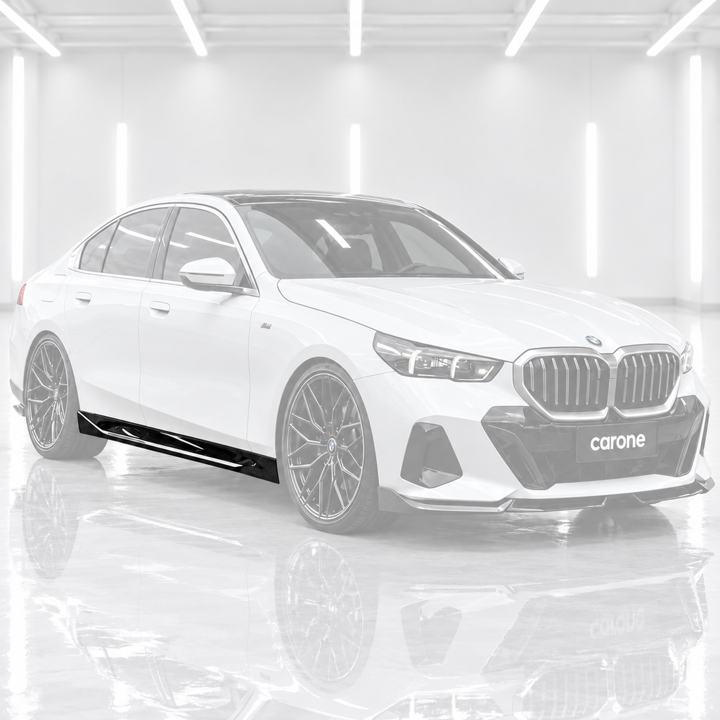 EXTENSIÓN DE FALDÓN LATERAL NEGRO BRILLANTE ESTILO WINGLET PARA BMW G60 530I 540I MP 2024-26