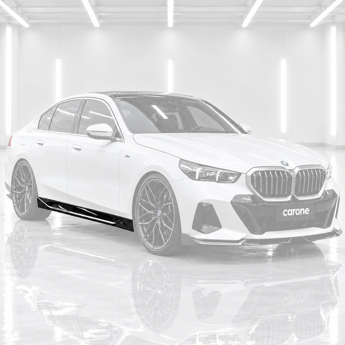 EXTENSIÓN DE FALDÓN LATERAL NEGRO BRILLANTE ESTILO WINGLET PARA BMW G60 530I 540I MP 2024-26