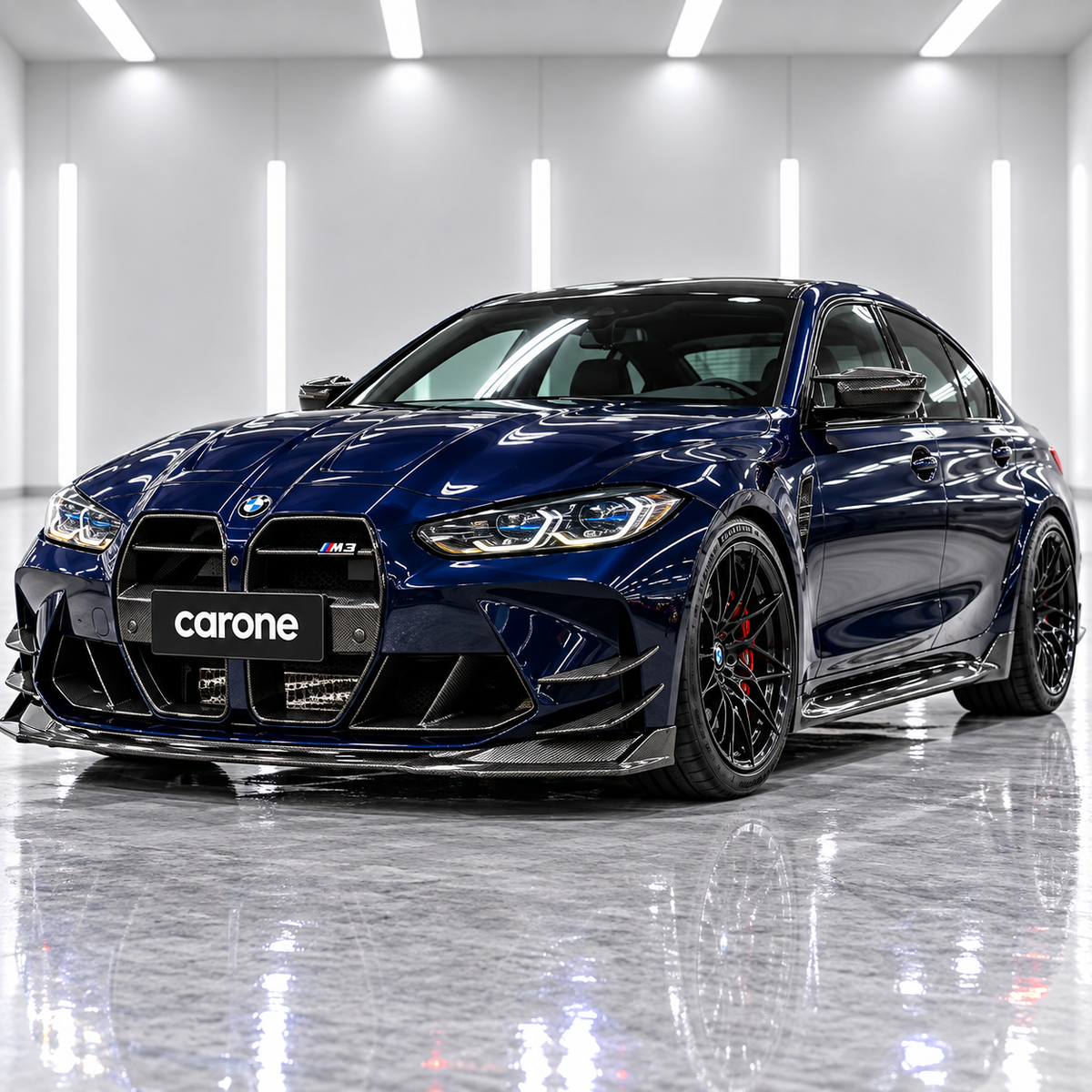 PARA BMW G80 M3 G82 G83 M4 V 2021-26 ESTILO 3 PIEZAS FIBRA DE CARBONO SECO PARACHOQUES DELANTERO LABIO