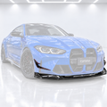 PARA 21-26 BMW G80 M3 G82 M4 FIBRA DE CARBONO ESTILO V LABIO DELANTERO + PARACHOQUES ALETAS CANARD