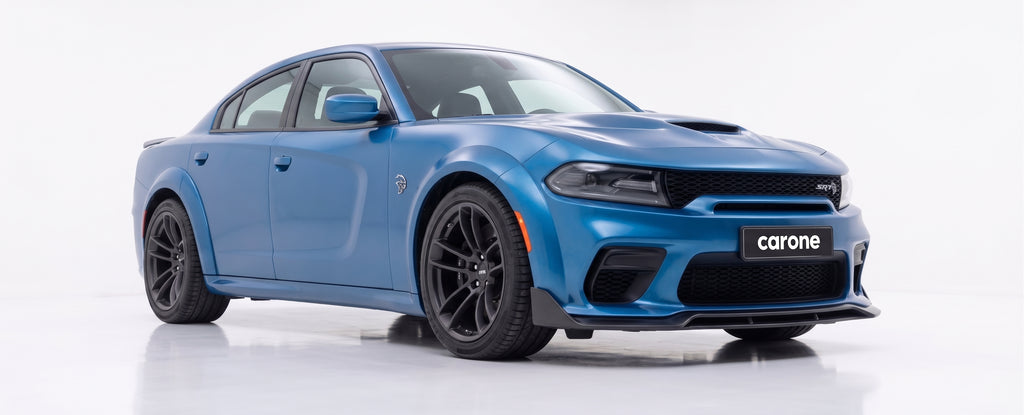 Dodge Charger SRT 2015-2023 DIVISOR DE LABIOS PARA PARACHOQUES NEGRO MATE DOBLE CUBIERTA